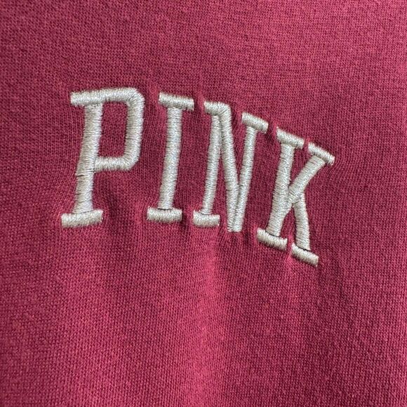 PINK Victorias Secret Maroon Varsity Cowl Neck Hooded Sweater Large - Picture 3 of 11